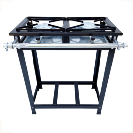 Fogão Industrial 2 Bocas Caulim P4 30×30 Alta Pressão Grelha Aço