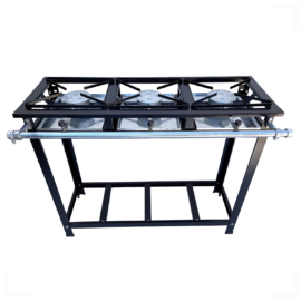 Fogão Industrial 3 Bocas Caulim P4 30×30 Alta Pressão Grelha Aço